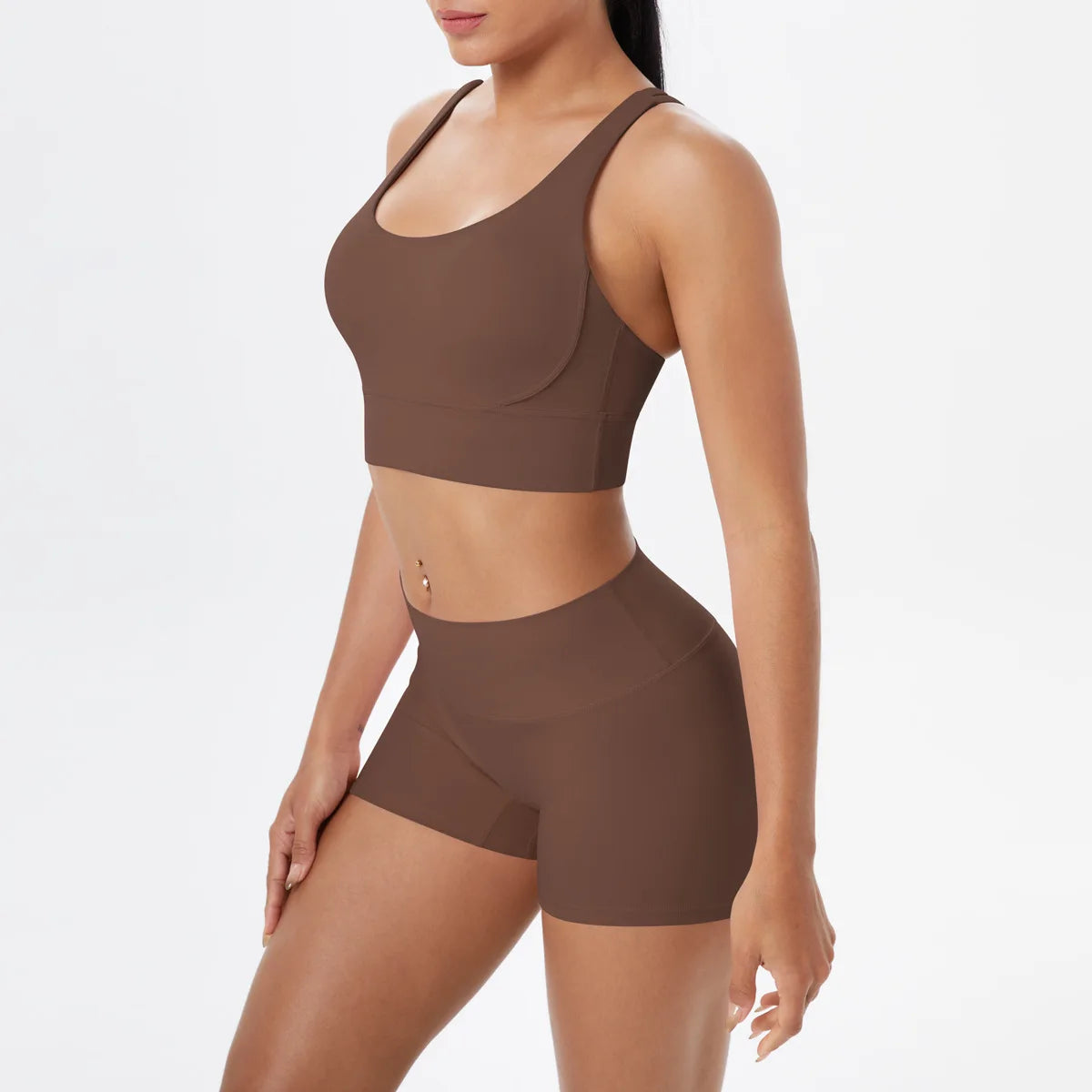 Yoga Sport Set Women Seamless Crop Top Bra Shorts Yoga Set Comfort Elastic Sportsuit Workout Outfit Fitness Gym Clothes