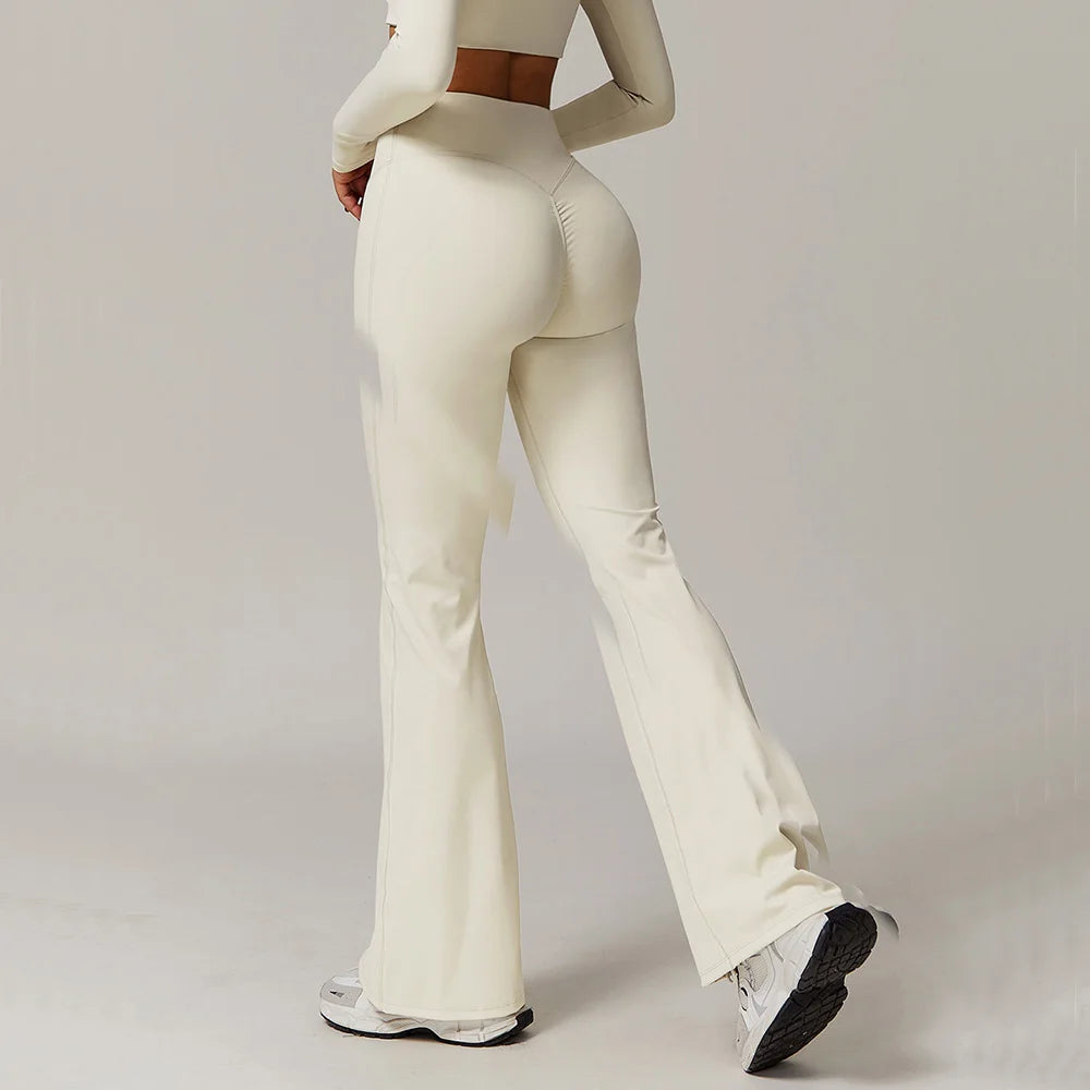 Gym Leggings Women Bell-bottoms Yoga Pants Sexy High Waist Lifting Leggings Pants Women Sports Clothing Fitness Wide Leg Pants