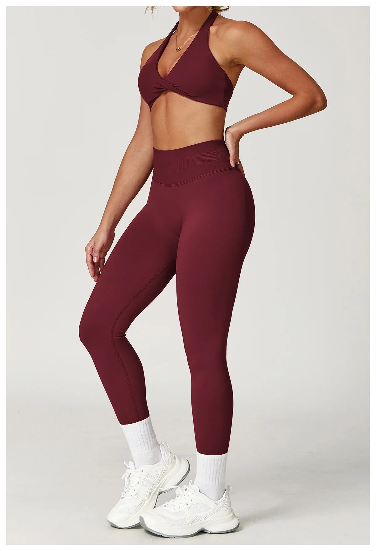 2PCS Yoga Suit Sports Set Women Gym Set Women Tracksuit Running Workout Long Sleeve Sports Shirt Yoga Clothing Seamless Leggings