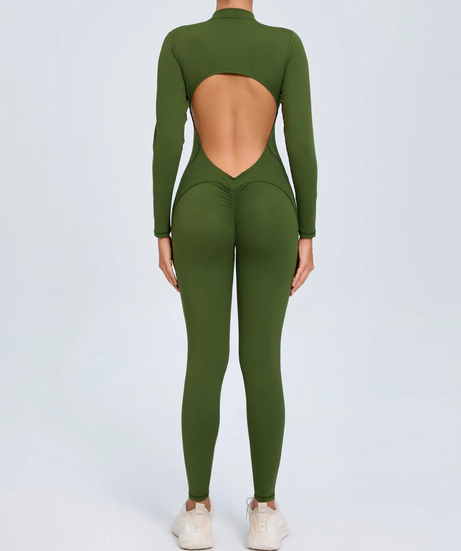 Backless Rompers Yoga Long Sleeved Women's Sportswear Gym Zipper Jumpsuits Workout Bodysuit Fitness One-piece Skin-tight Garment
