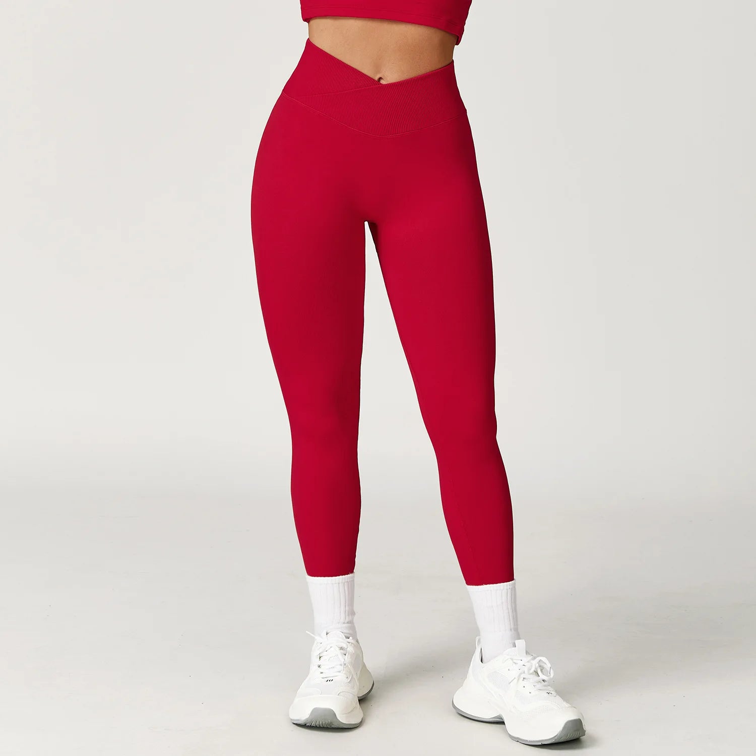 Seamless Yoga Leggings Women Fitness Leggings Running Cycling Pants Cross Waist Head Sports Legging High Waist Workout Gym Tight