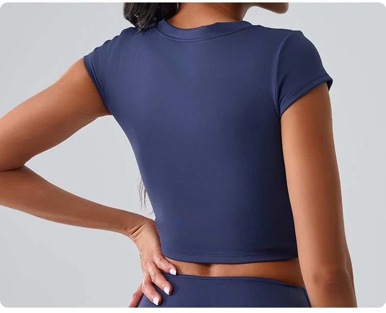 Women Yoga Top Sexy Sport T Shirts Fitness Clothes Workout Short Sleeve Yoga Shirt Gym Top Running Active Wear Push Up Sport Top