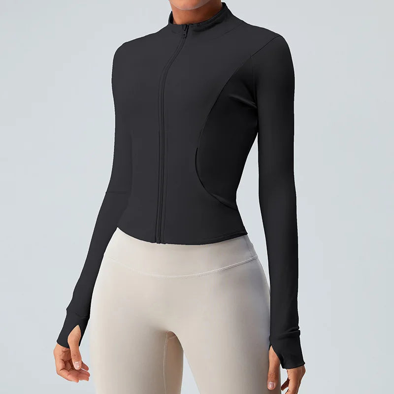 Yoga Long Sleeve Sports Jacket Women Zipper Fitness Yoga Shirt Gym Top Activewear Running Coats Workout Clothes For Cycling Tops