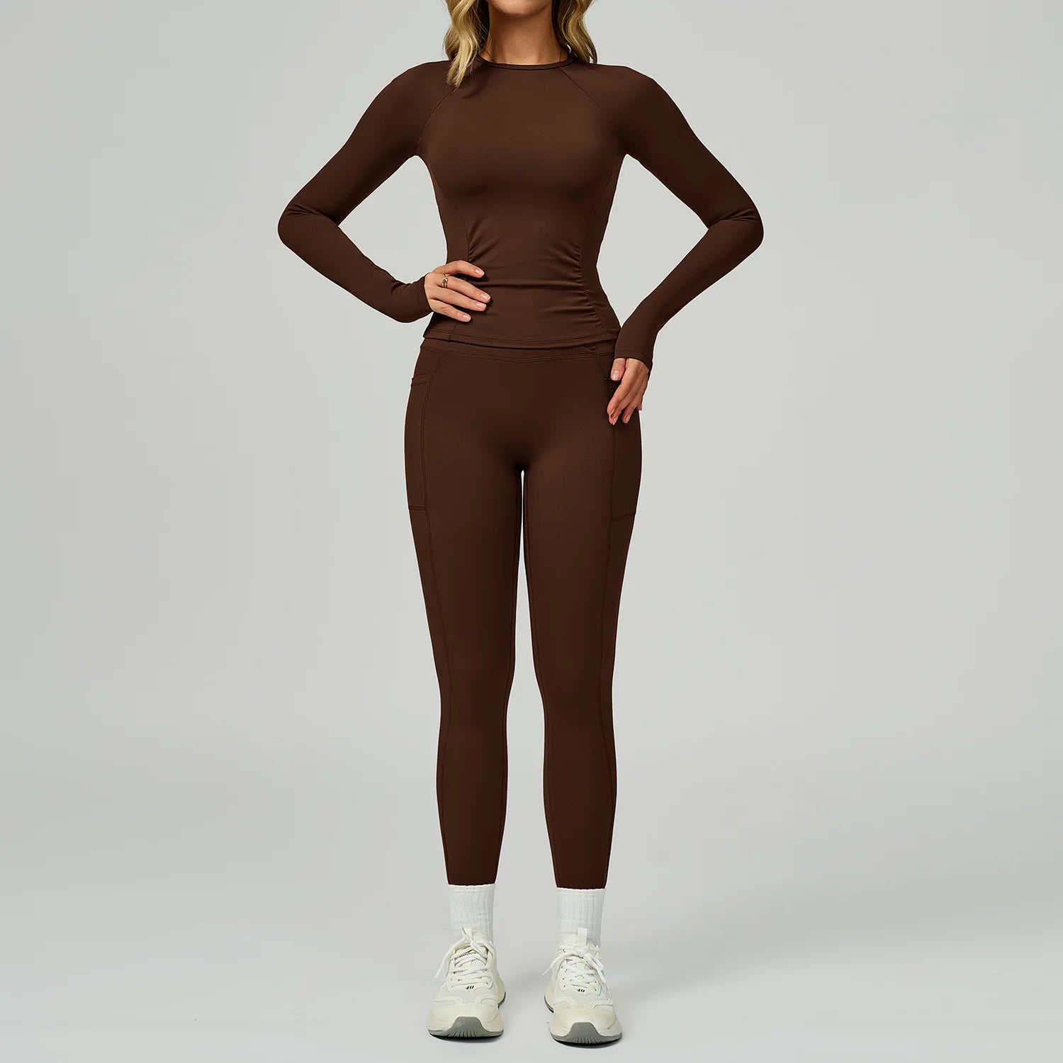 2 Pieces Yoga Suit Women Sports Set Quick-Drying Gym Set Women Tracksuit Running Workout Long Sleeve Sports Yoga Clothing