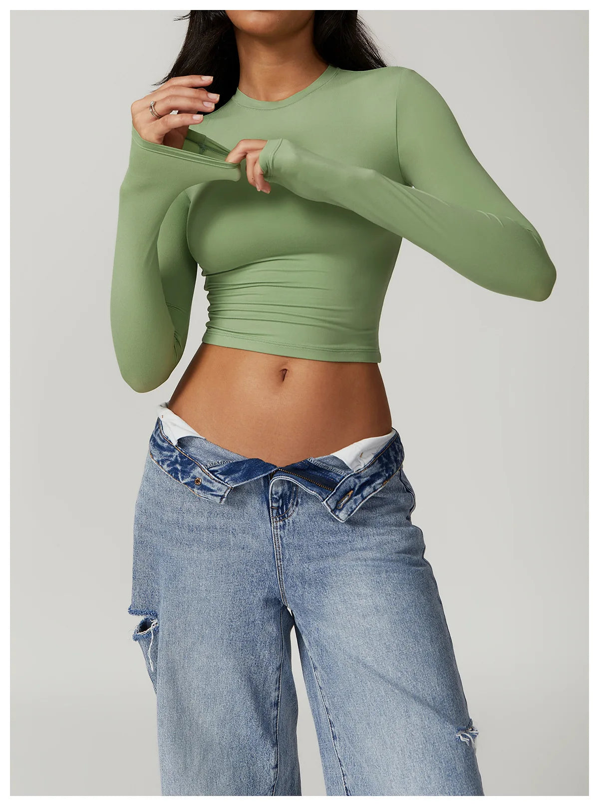 Women Yoga Shirts Crop Top Long Sleeves Shirts for Women Yoga  Long Sleeves Sports Fitness Top Push Up Gym Clothes Workout Tops