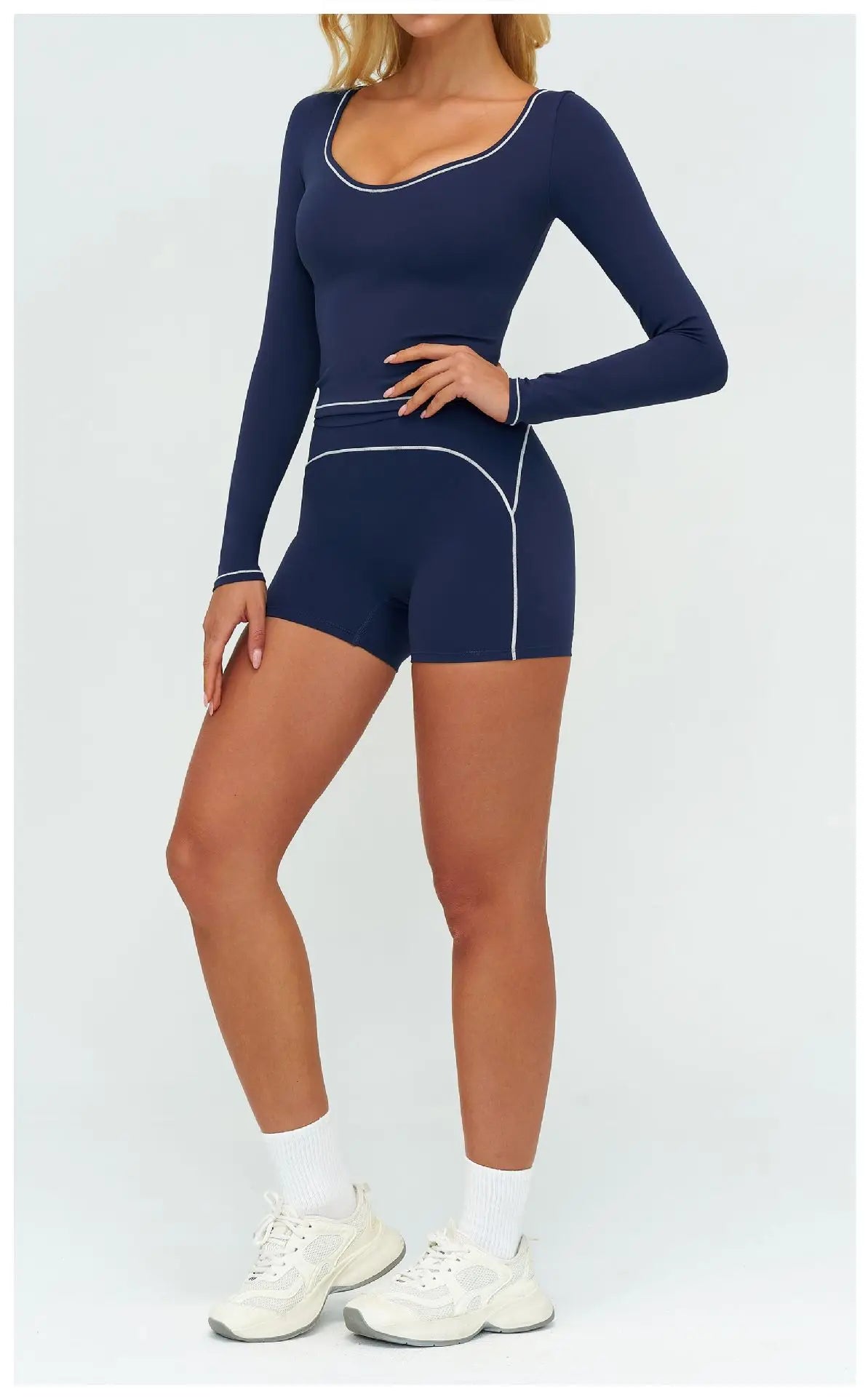 Yoga Set Women Tracksuit 2PCS Sportswear Workout Clothes Athletic Wear Gym Leggings Fitness Outfits Top Long Sleeve Sports Suits
