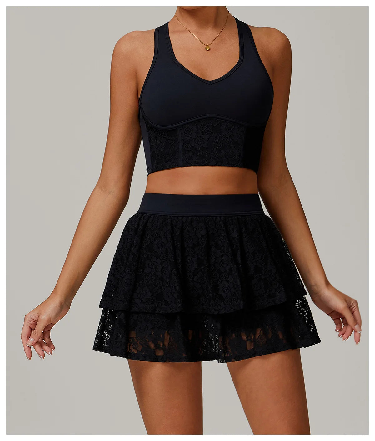 Women's High Waisted Tennis Lace Skirt Tennis Yoga Golf Sports Belt Safety Pants Pocket Comfortable and Breathable Sports Skirt
