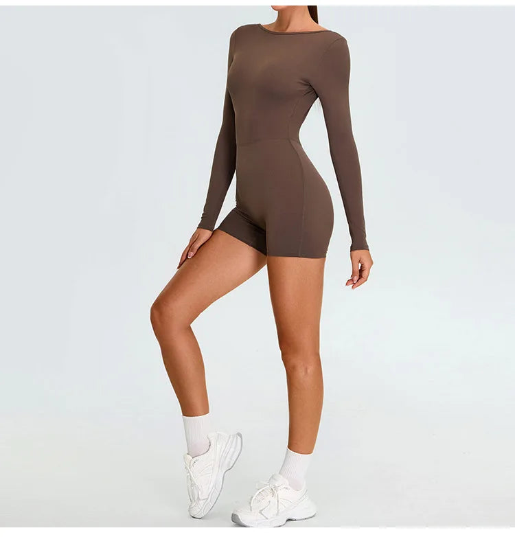 Yoga Suit Yoga Jumpsuit Long Sleeved Backless Rompers Sports Wear Gym Set Fitness Bodysuits Women Dance Running Workout Clothes