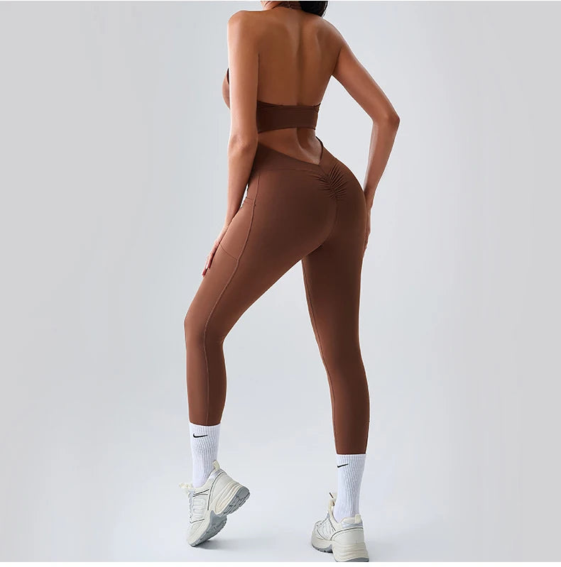 Workout Jumpsuit Sports Overalls Women Rompers Gym Clothing Running Tracksuit Fitness Gym Clothes Push Up Sportswear Yoga Set
