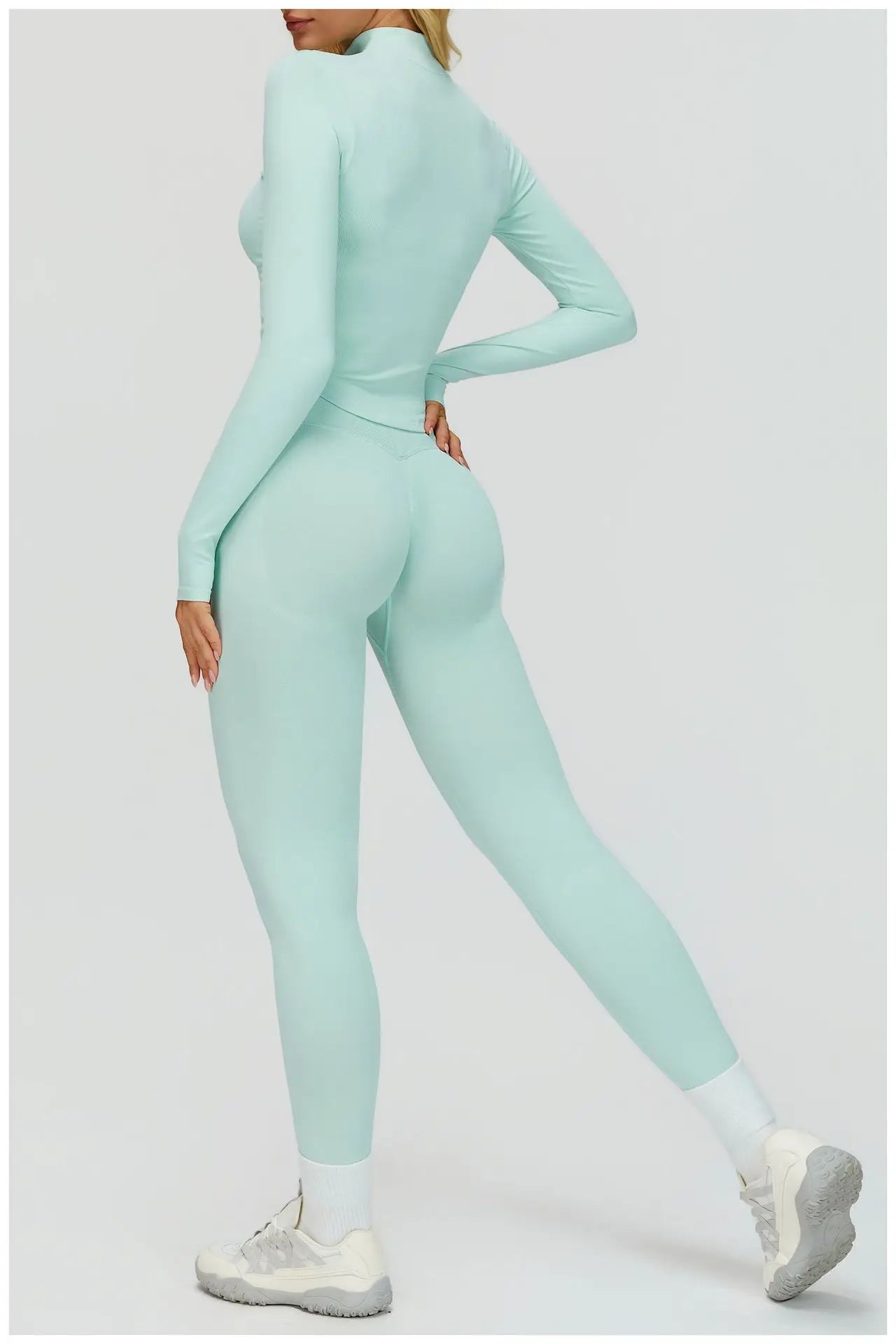 Seamless Yoga Suit 2PCS Sports Set Women Tracksuit Gym Running Workout Clothes Sports Long Sleeve Athletic Wear Yoga Clothing