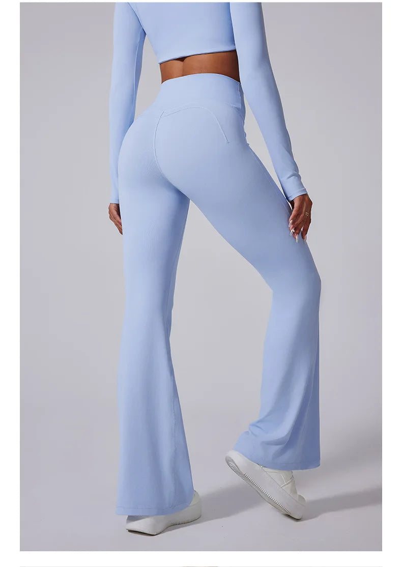 Women's High Waist Flared Leggings Gym Fitness Yoga Pants Workout Runing Sport Leggings Control Tummy Yoga Wide Leg Pants