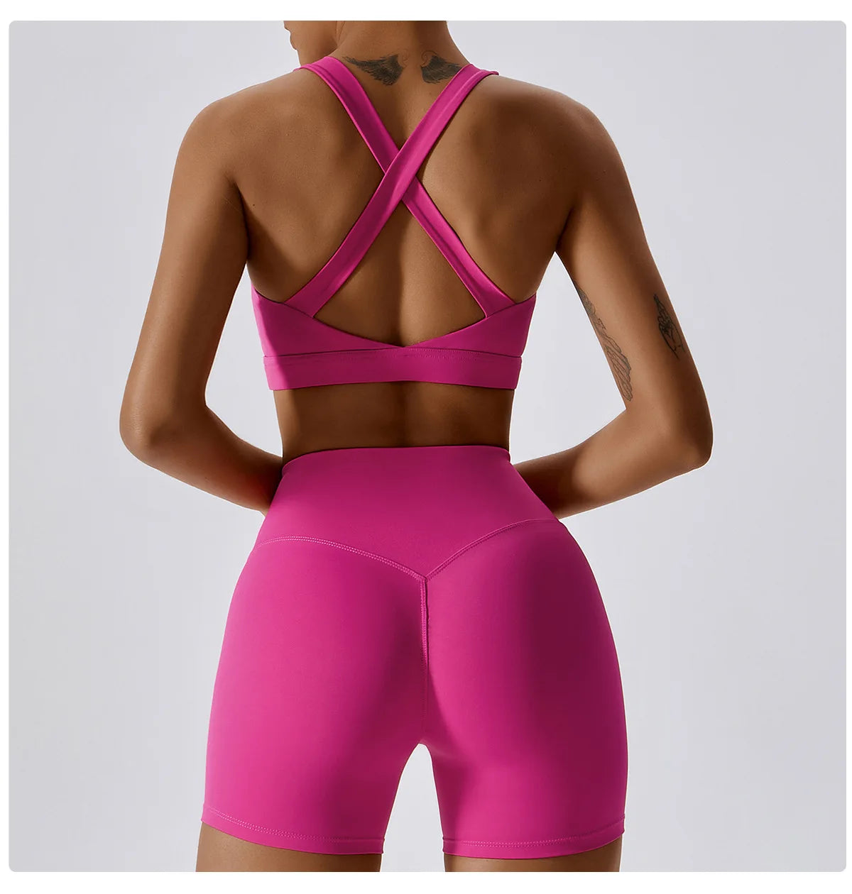 2PCS Women's Tracksuit Athletic Wear Yoga Set Workout Shorts Sportswear Gym Clothing High Waist Leggings Fitness Bra Sports Suit