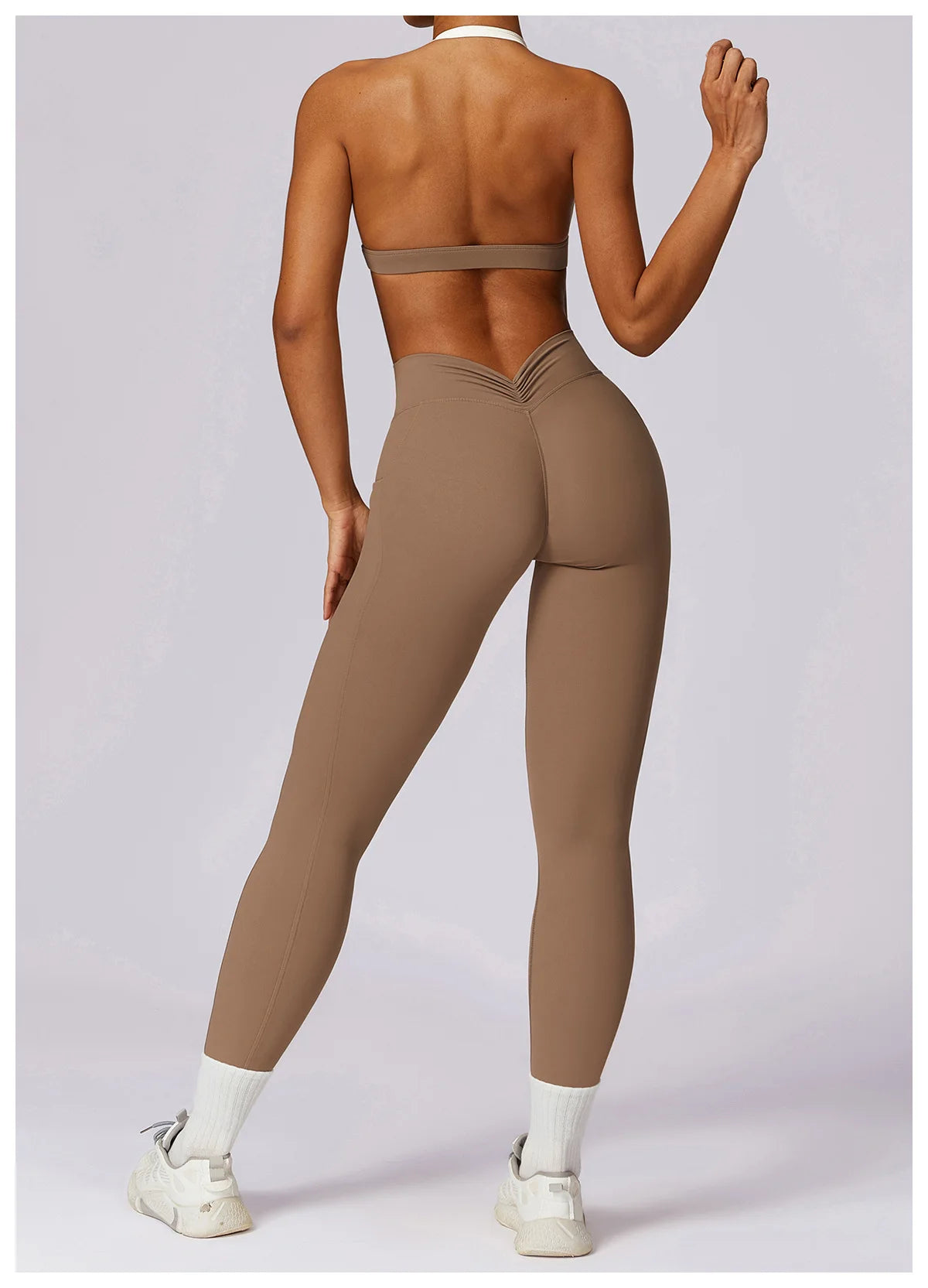 V-shaped Back Leggings Fitness Women Sport Leggings High Waist Elastic Solid Yoga Pants Gym Jogging Push Up Slim Pants Female