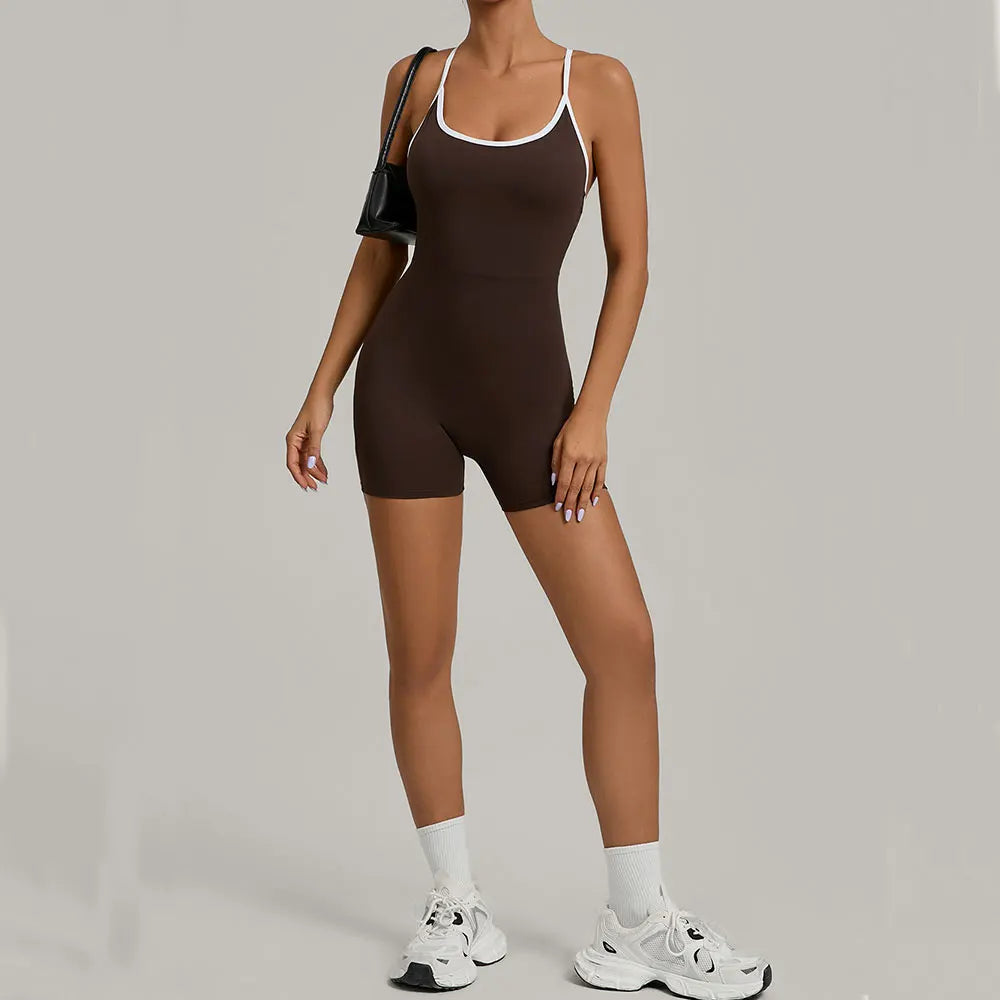 Summer Workout Jumpsuit Sports Overalls Women Rompers Gym Clothing Running Fitness Suits Gym Tracksuit Short Sportswear Yoga Set