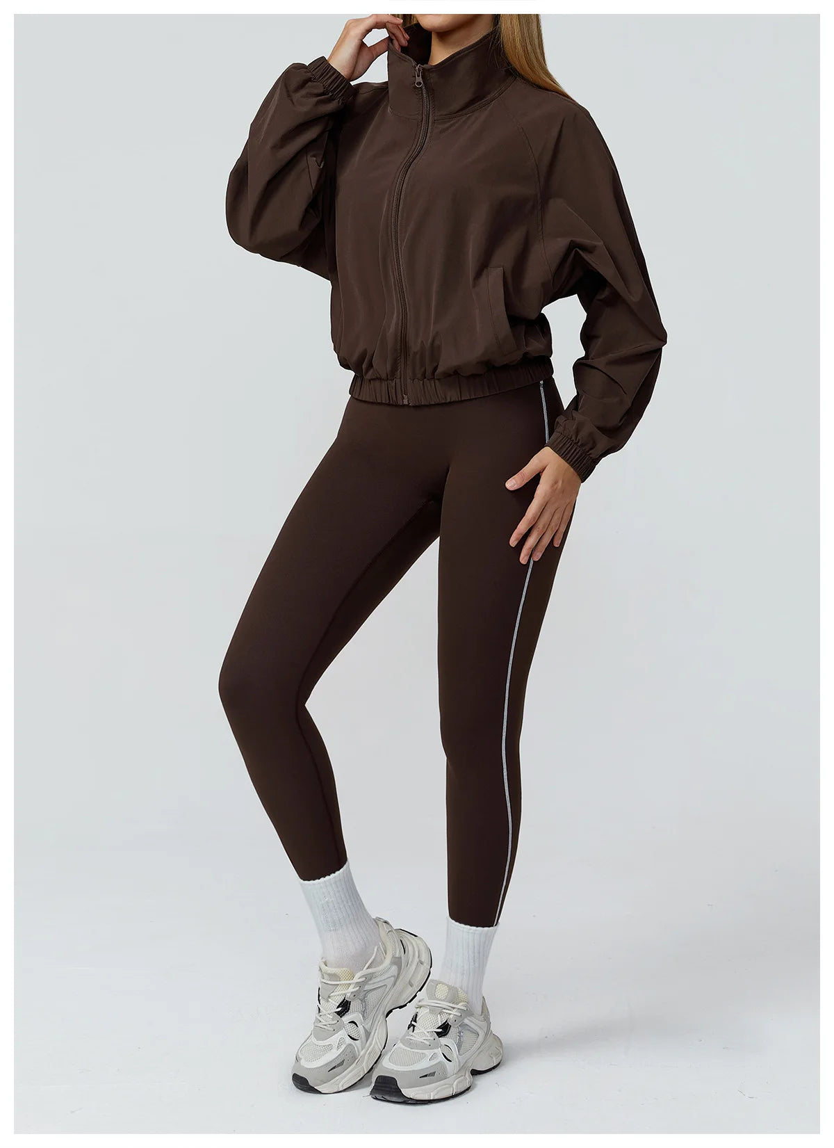 New Quick Drying Stand Up Collar Sports Jacket Women's Zipper Top Windproof Outdoor Running Fitness Long Sleeved Yoga Jacket