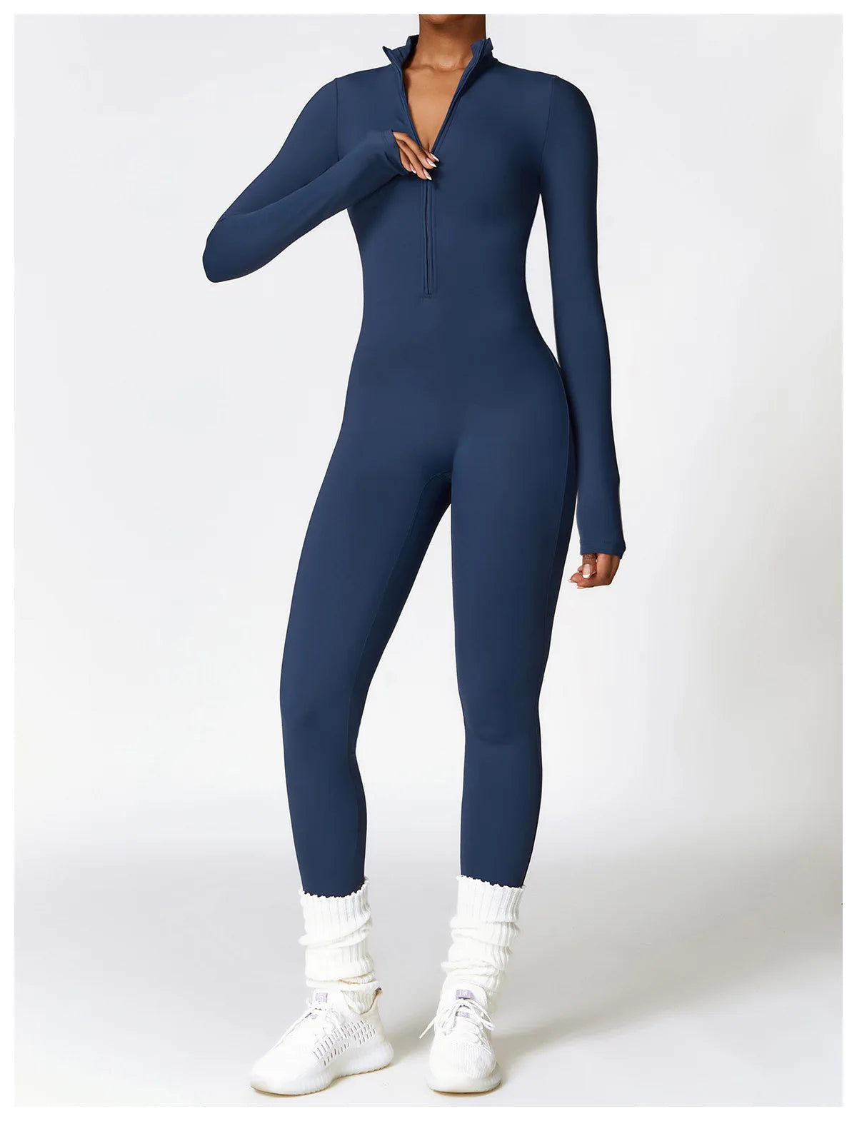 Women Tracksuit Yoga Set One Piece Jumpsuit Zipper Long Sleeved Fitness Sports Bodysuit Gym Push Up Workout Clothes Sportswear