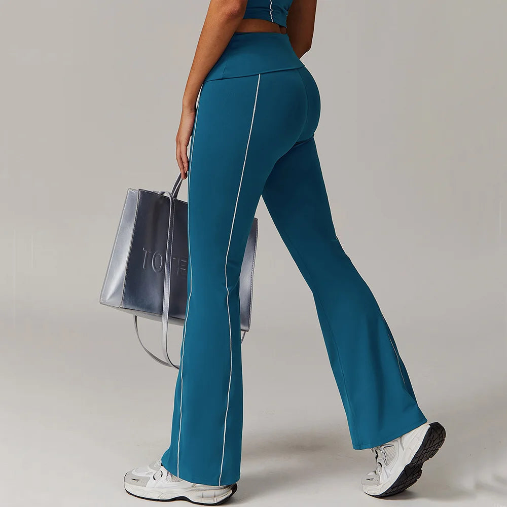 Fitness Bell-bottoms Women Sport Leggings High Waist Wide Leg Pants Yoga Leggings Gym Quick Dry Push Up Slim Pants Female Tights