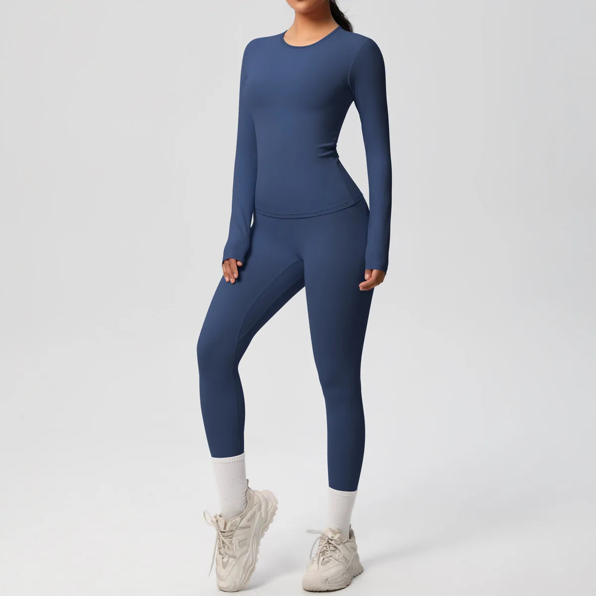 2PCS Yoga Suit Sports Set Women Sportswear Gym Set Women Tracksuit Running Workout Long Sleeve Sports Shirt Yoga Clothing