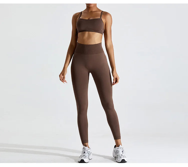 Seamless Soft Cross Back Women Sports Underwear Fitness Bra Tights Yoga Vest High Strength Shockproof Gym Sports Top Push Up Bra
