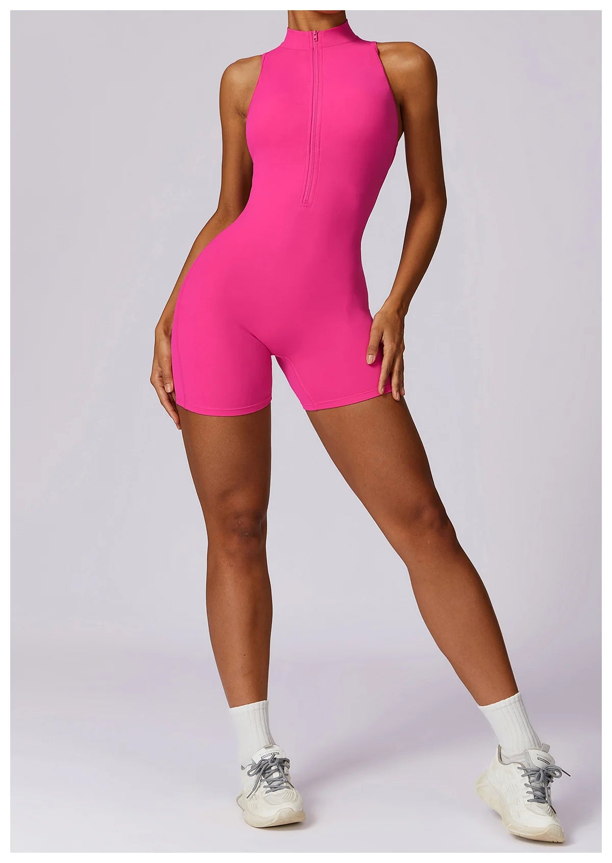 Scrunch Sports Overalls Gym Jumpsuit Women's Fitness Suit Short Sets for Woman Tracksuit Yoga Clothing Zipper Workout Sportswear