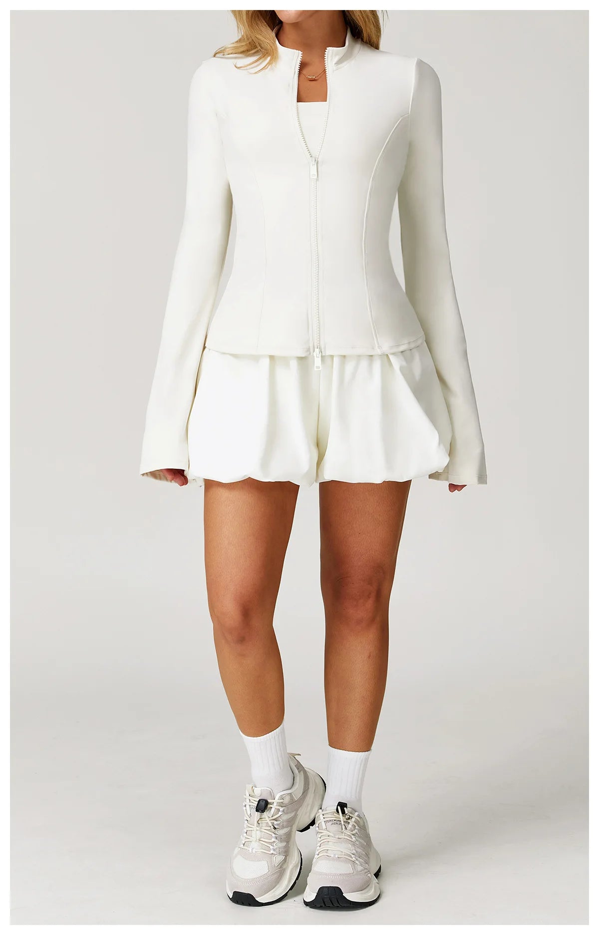 Summer Yoga Suit Women's High-end Standing Collar Long Sleeved Sports Jacket Running Training Fitness Top Windproof Running Suit