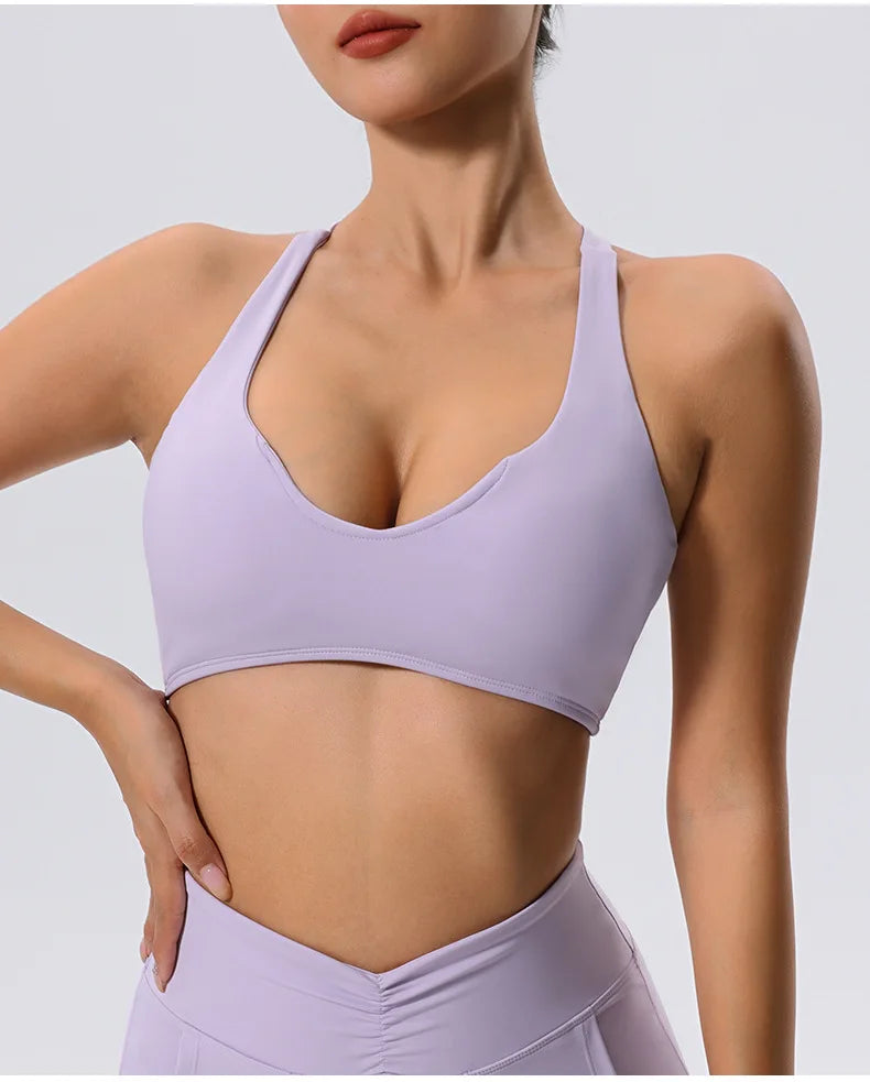 Push Up Sports Bra Women Underwear Cross Criss Top Padded Bralette Sports Bra Backless Training Fitness Workout Yoga Bra Women