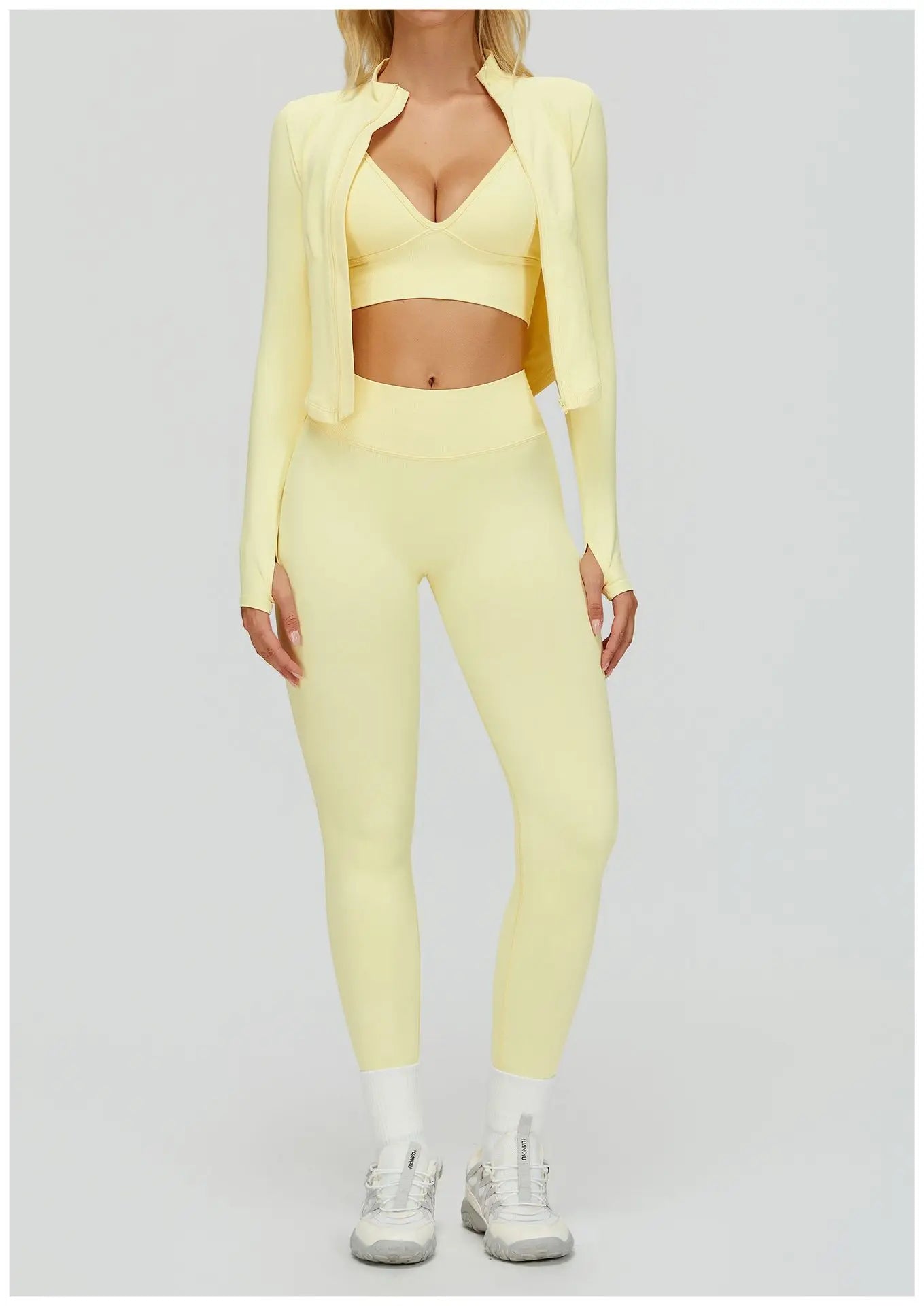 3PCS Yoga Set Seamless Sports Set Women Tracksuit Quick-Drying Gym Set Women Tracksuit Running Workout Long Sleeve Yoga Clothing