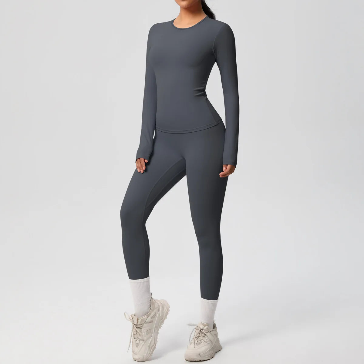 2PCS Yoga Suit Sports Set Women Sportswear Gym Set Women Tracksuit Running Workout Long Sleeve Sports Shirt Yoga Clothing