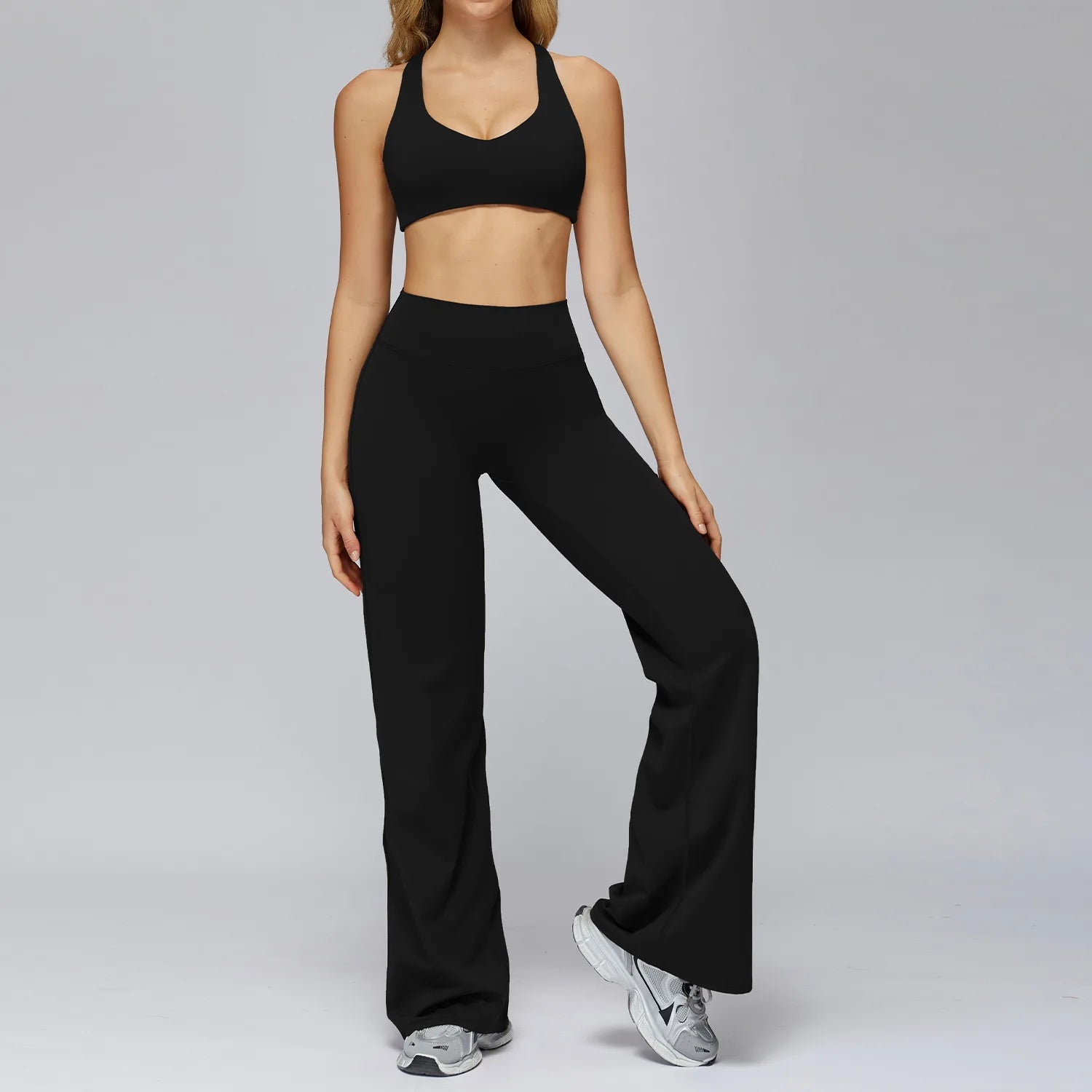 Yoga Set 2PCS Women Sportswear Workout Clothes Seamless Athletic Wear Gym Legging Fitness Bra Crop Top Long Sleeve Sports Suits