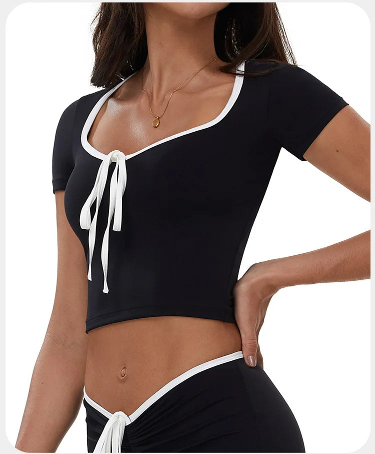 Sports T-shirt Women's Tight Fitting Quick Drying Short Sleeved Yoga T-shirt Pilates Running Exercise Fitness Short Sleeved