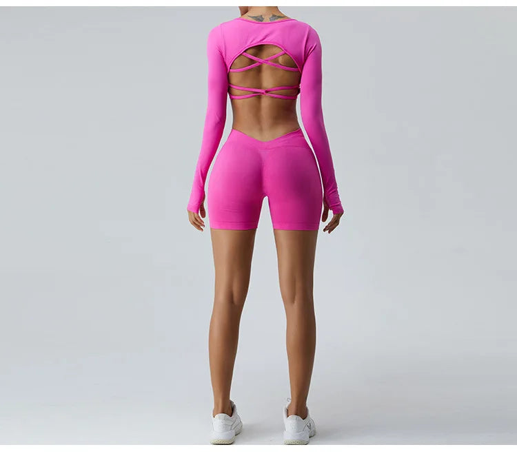 Seamless V Back Yoga Shorts Women Sportwear Fitness Tights Elastic Scrunch Gym Cycling Push Up Running Workout High Waist Shorts