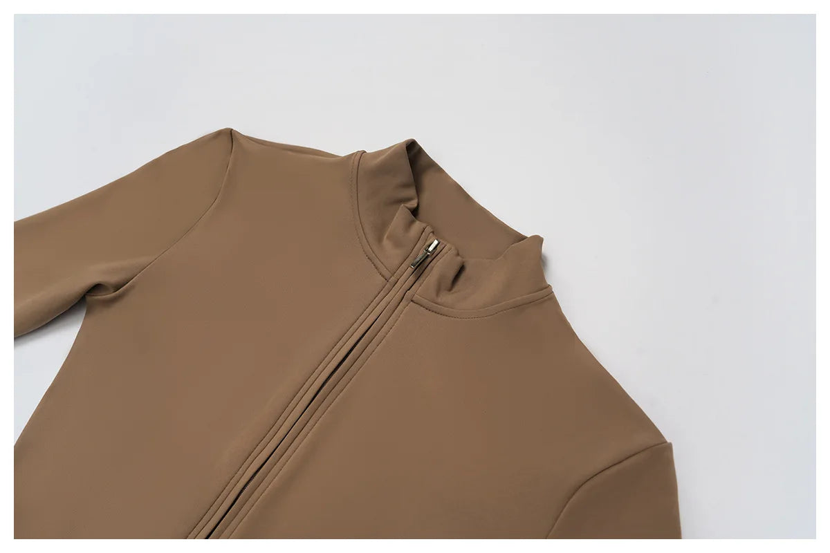 Winter Yoga Suit Gym Set Women Tracksuit Thicken Sportswear Zipper Fitness Long Sleeved Sports Jumpsuit Push Up Workout Clothes