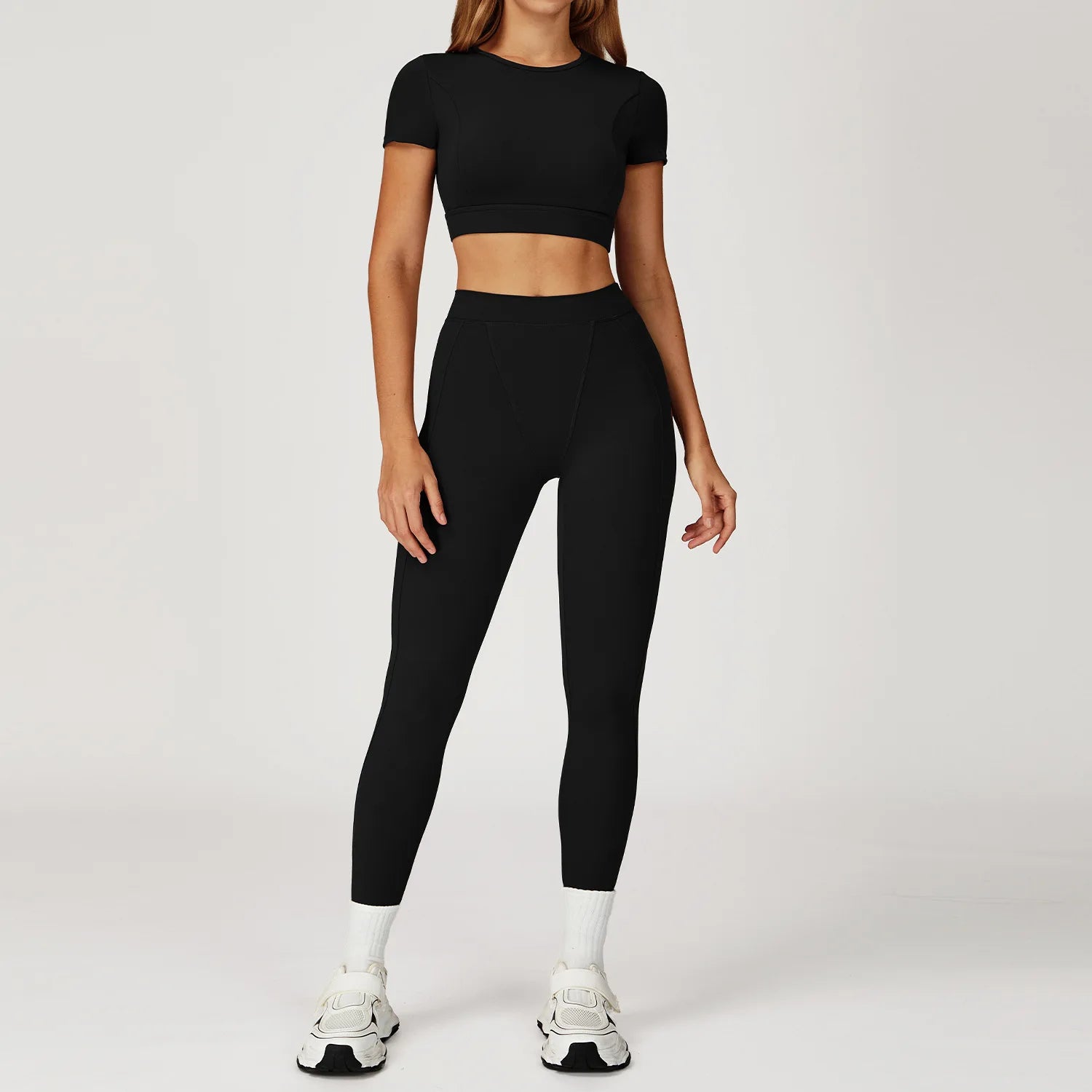 2PCS Yoga Set Gym Clothes Sportswear Yoga Suits For Women Outfits Fitness Set Tracksuits Sports Bra Gym Long Sleeved Leggings