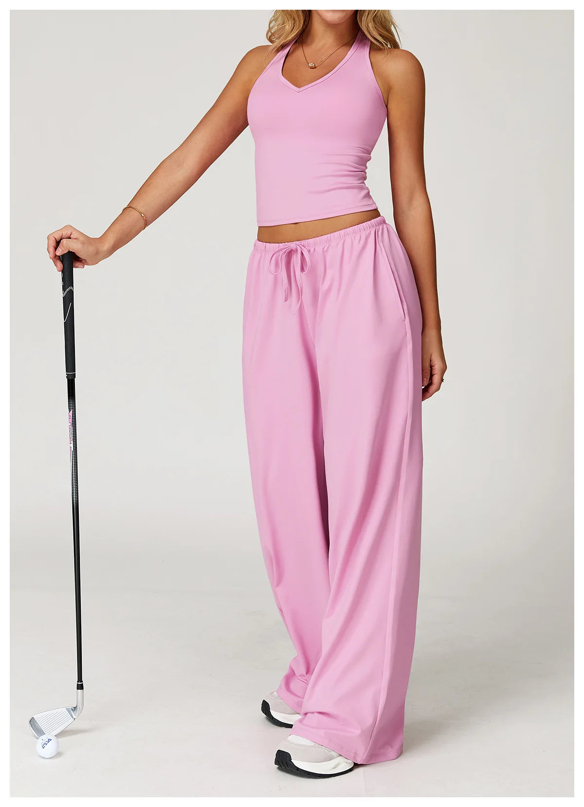 High Waist Yoga Pants Women's Hanging Wide Leg Loose Casual Pants Women's Sports Pants Fitness Running Elastic Drawstring Pants
