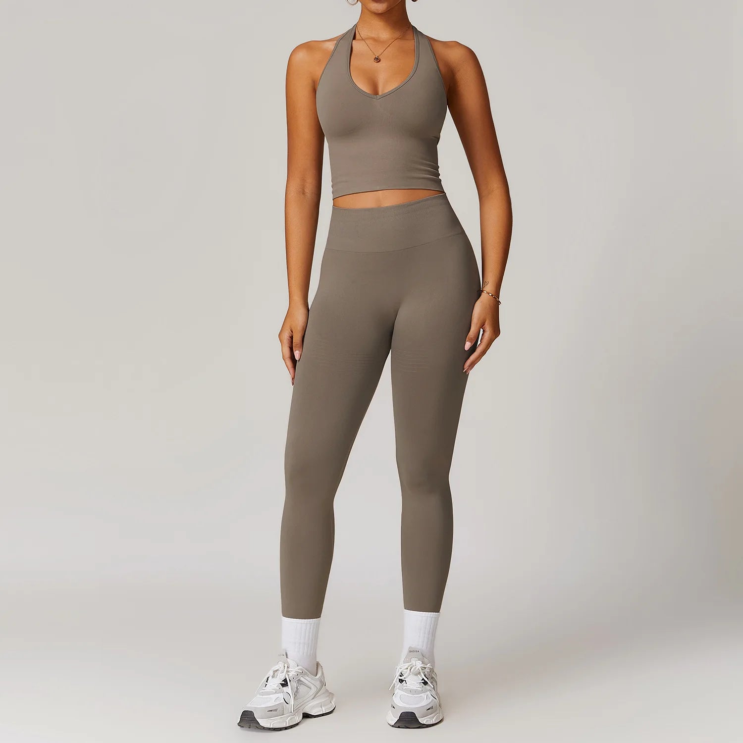 2PCS Seamless Women Tracksuit Yoga Set Workout Outfit Sportswear Gym Clothing Fitness Long Sleeve High Waist Legging Sports Suit