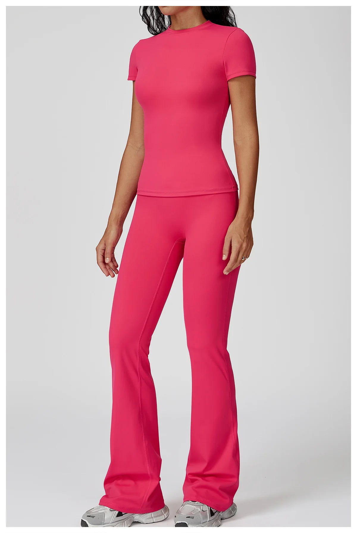 2PCS Yoga Set Sports Suit For Women Fitness Short Sleeve Tracksuits Sports Bra High Waist Leggings Gym Sports Clothes Sportswear