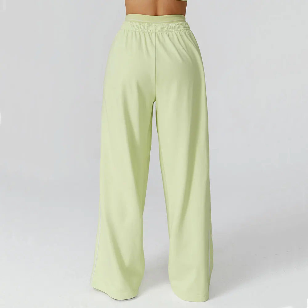Color Blocking Sports Sweatpants Women Yoga Pants Loose High Waisted Straight Leg Sweatpants With Pockets Outdoor Fitness Pants