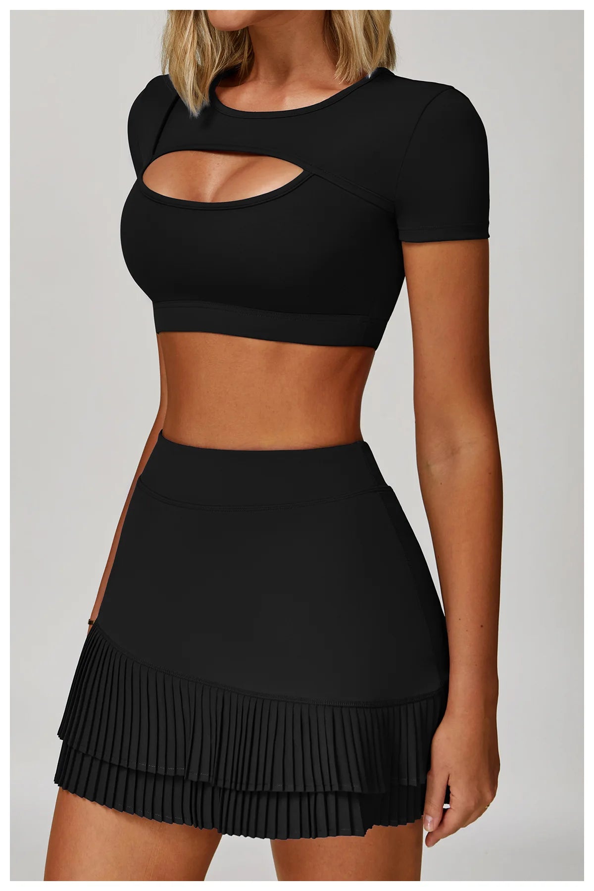 Women's Tight Fitting Sports T-shirt Quick Drying Short Sleeved Hollow Out Yoga T-shirt Running Exercise Fitness Short Sleeved
