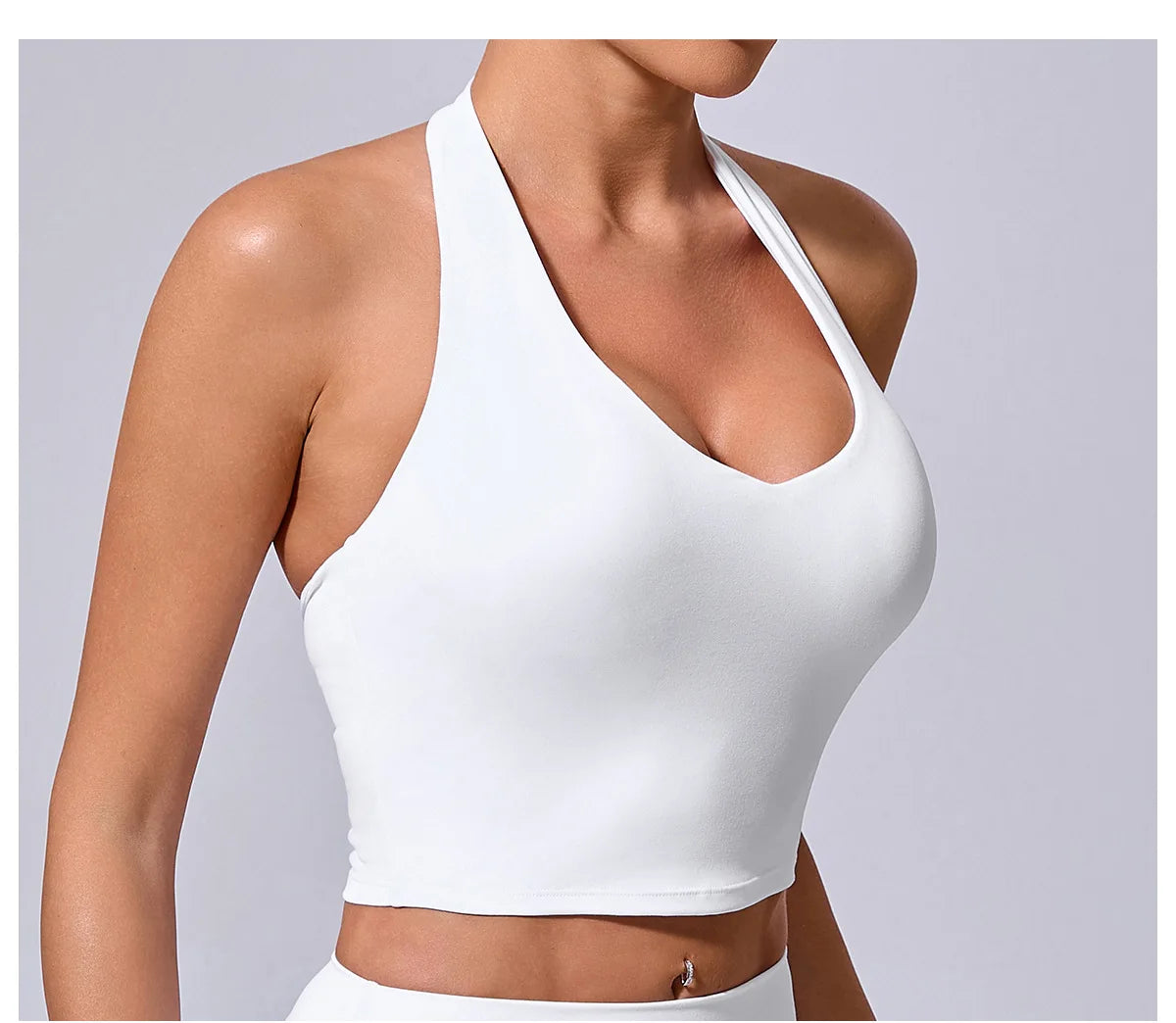 Women Hanging Neck Yoga Sports Bra Breathable Shock Proof Gym Workout Fitness Push Up Top Yoga Running Sportswear Vest Bra