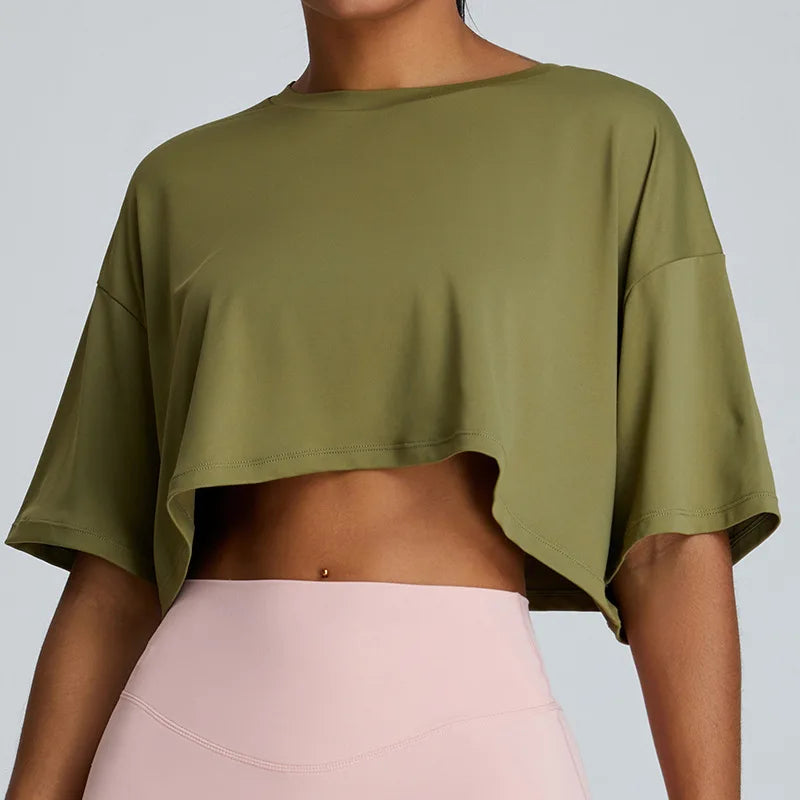 Loose Yoga Short Sleeves Women Breathable Quick Drying Yoga Clothes for Women Running Fitness Tops Sports Short Sleeved T-shirts