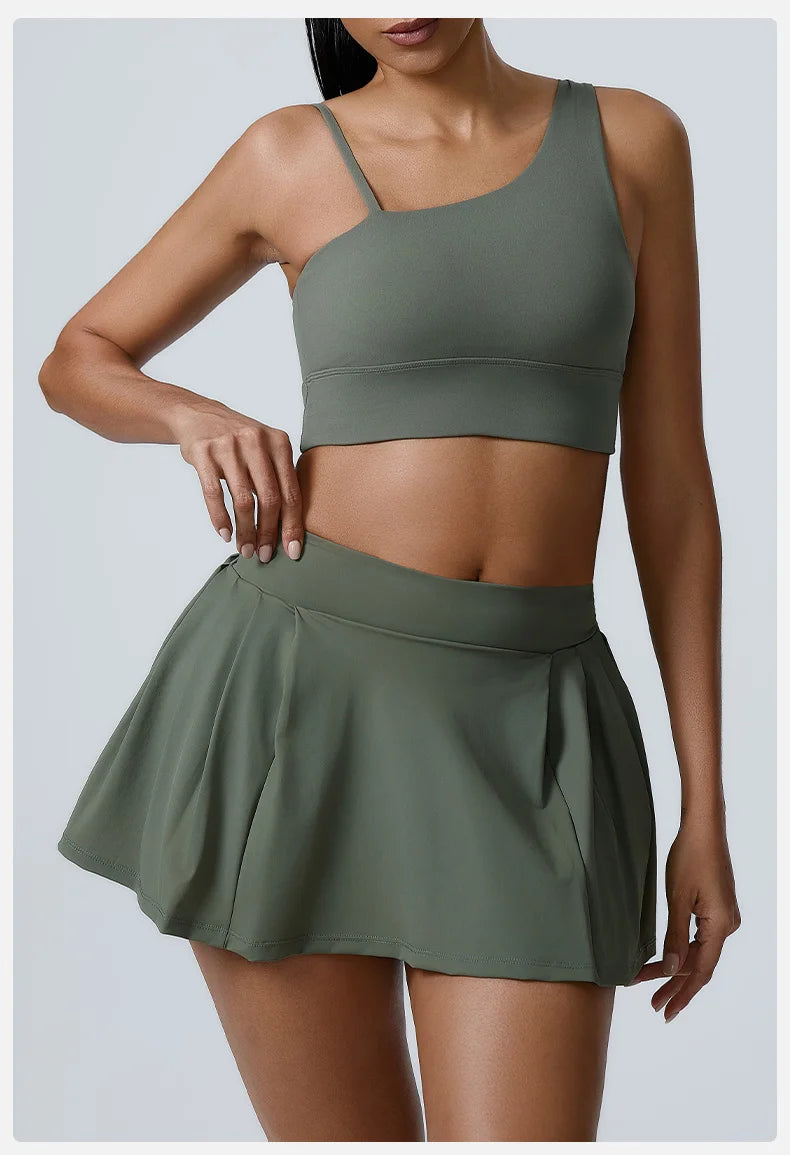 Yoga Set 2PCS Women Sport Suit Gym wear Workout Clothes Sports Crop Top Yoga Short Skirt Fitness Bra Set Breathable Gym Suits