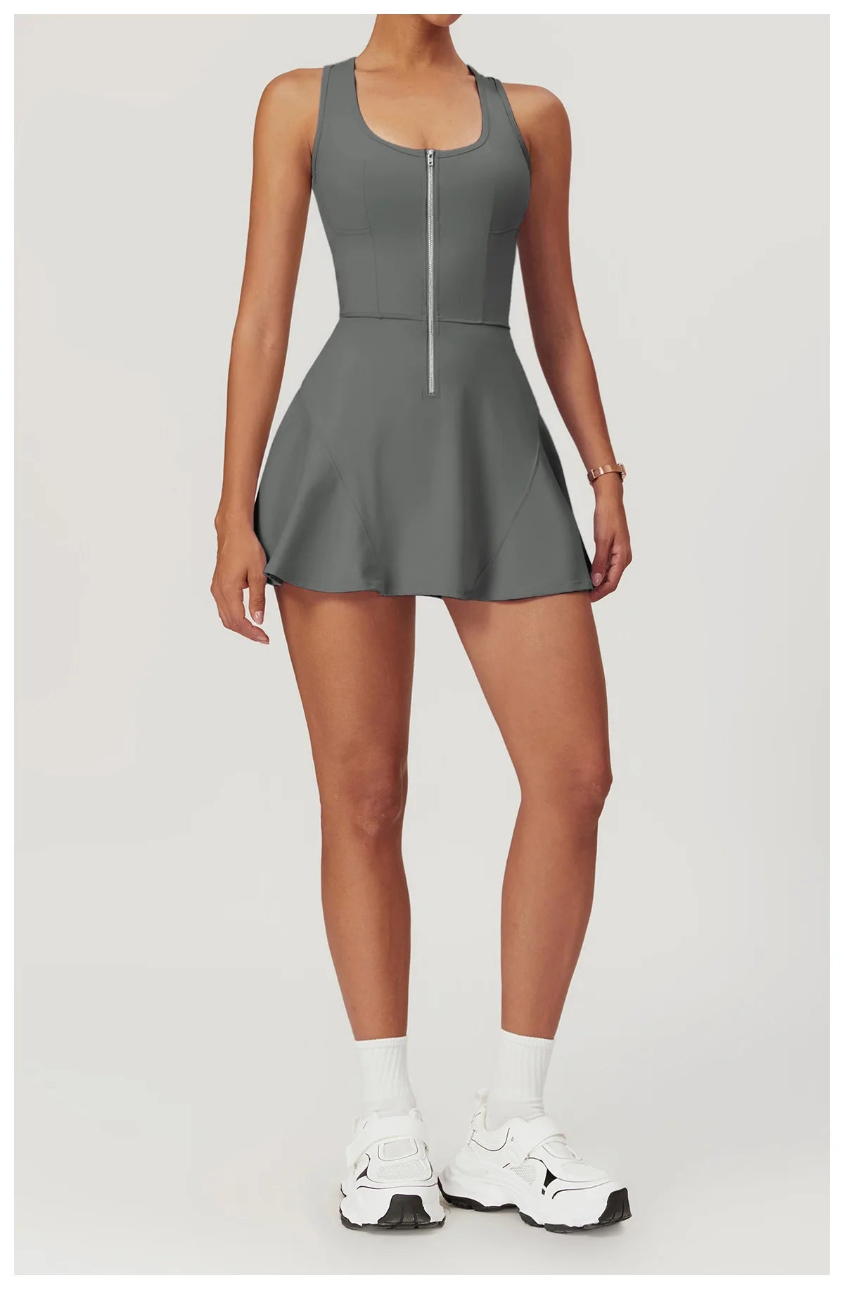 Zipper Sleeveless Yoga Bodysuit Women's Jumpsuits Skirt Yoga Set Gym Clothes Push-up Workout Tracksuit Dance Fitness Bodysuit