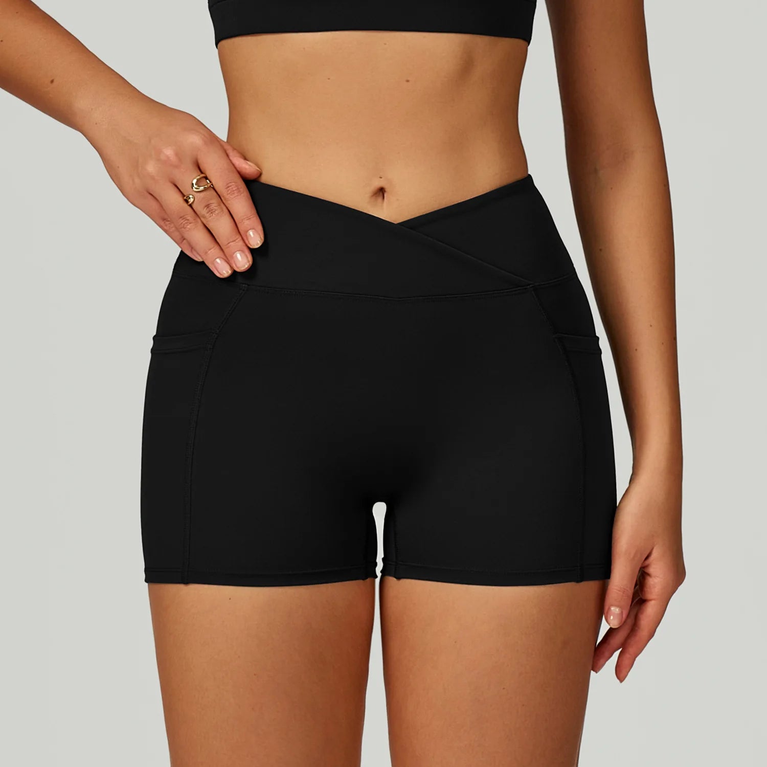 Cross Waist Head Yoga Shorts High Waist Workout Fitness Lift Butt Fitness Tights Gym Running Body Shaper Pants Casual Sportswear