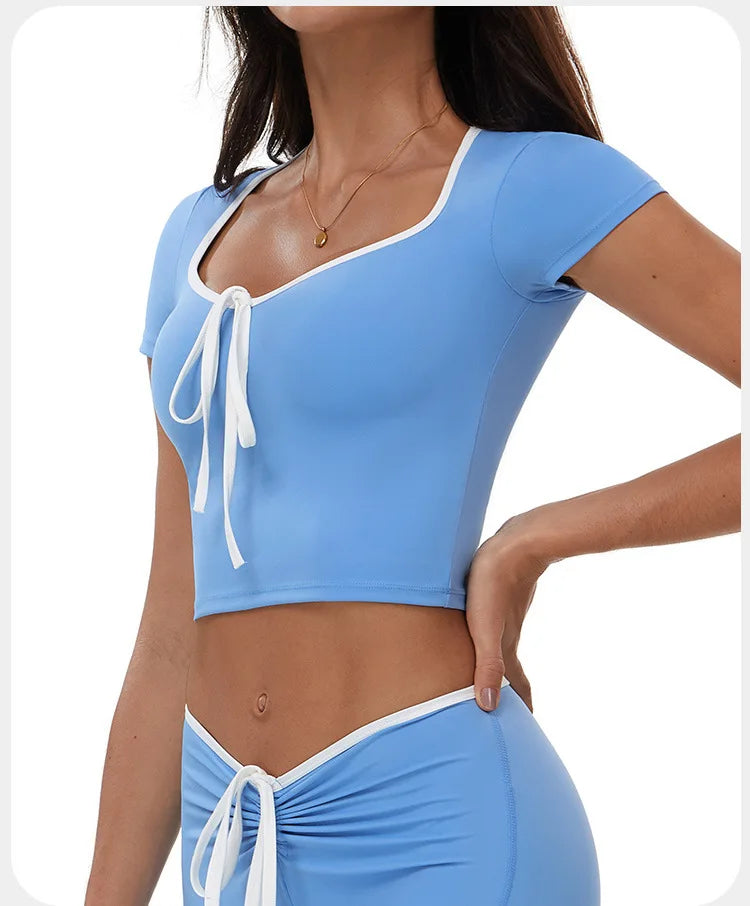 Sports T-shirt Women's Tight Fitting Quick Drying Short Sleeved Yoga T-shirt Pilates Running Exercise Fitness Short Sleeved