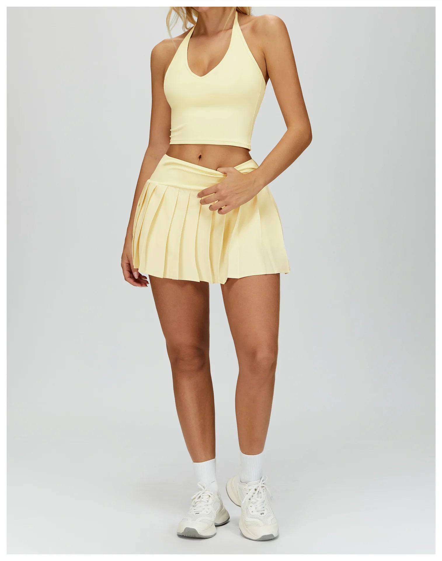Yoga Short Skirt Women Pleated Sports Tennis Skirts Runniing High Waist Yoga Fitness Short Skirt Gym Golf Loose Skirt Pockets