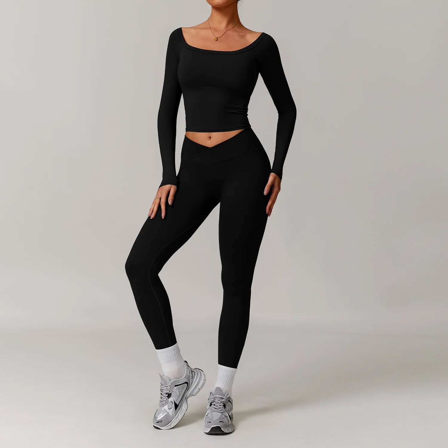 2 Pieces Yoga Suit Sports Set Women Athletic Wear Gym Set Women Tracksuit Running Workout Long Sleeve Sports Shirt Yoga Clothing