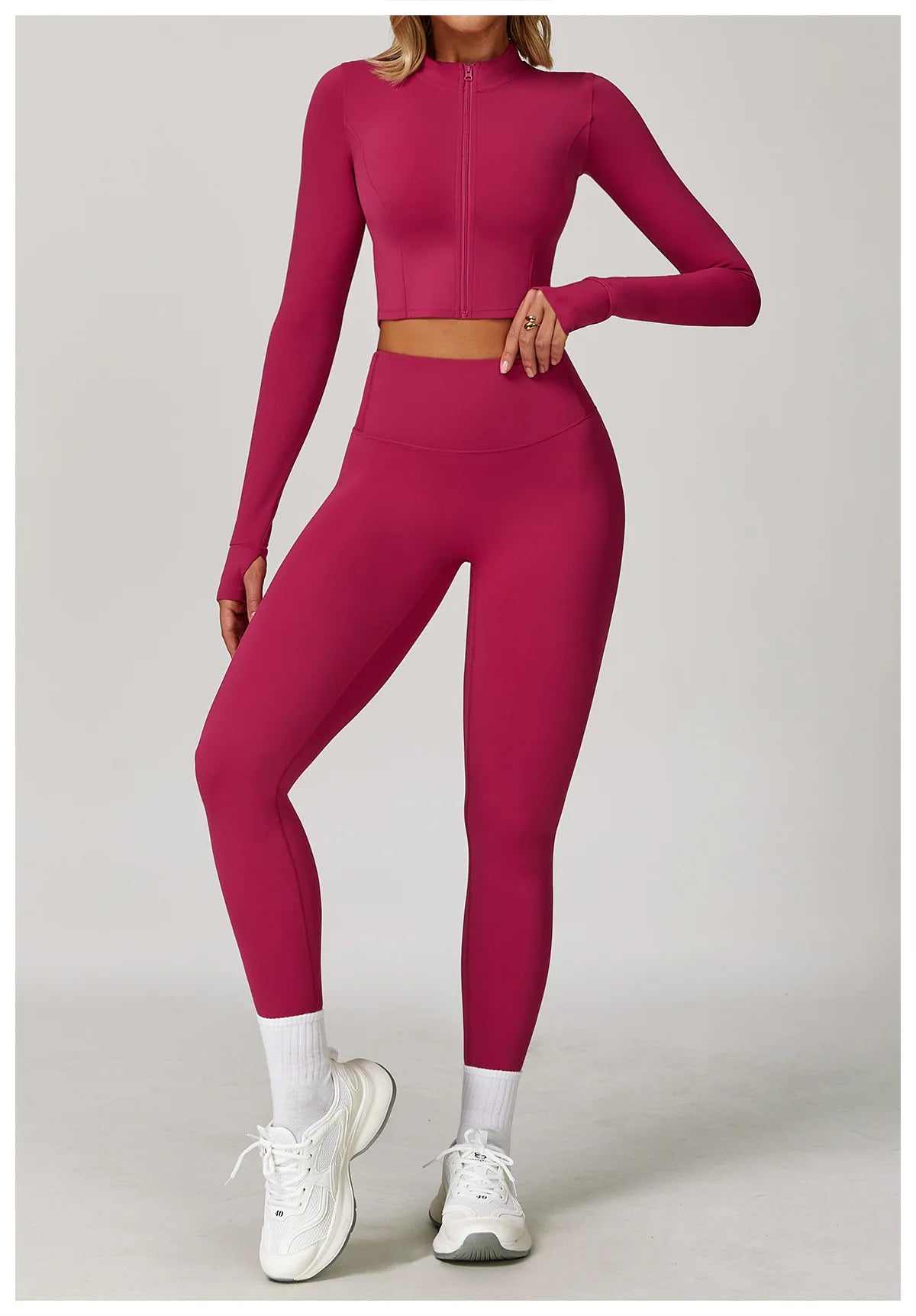 Women Outdoor Sports Long Sleeved Slim Yoga Clothes Quick Dry Zipper Cardigan Stand Up Collar Jacket Running Fitness Jacket Top
