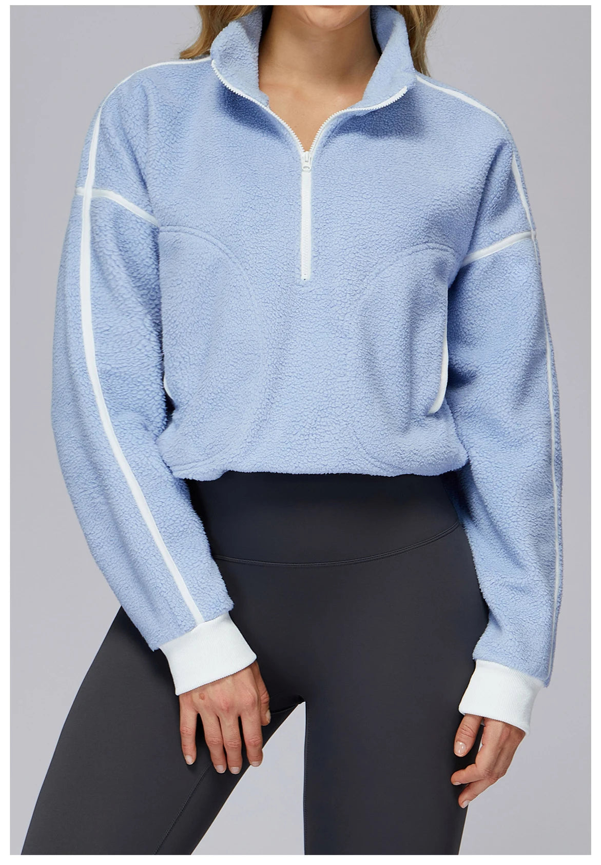 Winter Women's Standing Collar Windproof and Warm Fleece Jacket Women's Long Sleeved Running and Fleece Sports Jacket
