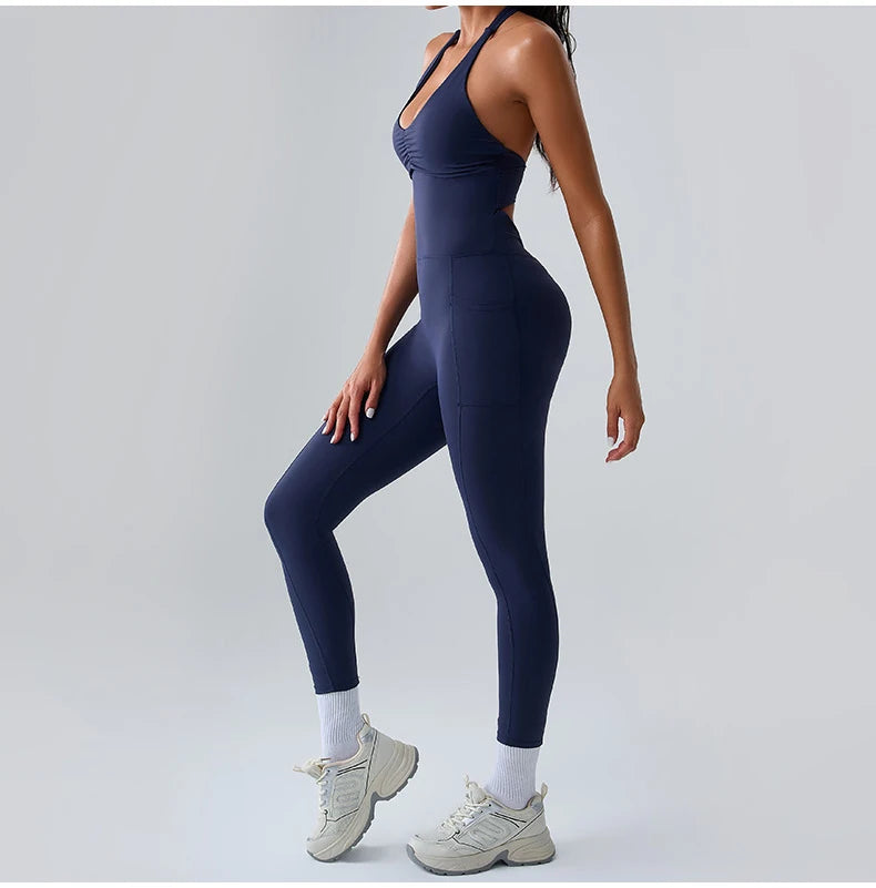 Workout Jumpsuit Sports Overalls Women Rompers Gym Clothing Running Tracksuit Fitness Gym Clothes Push Up Sportswear Yoga Set