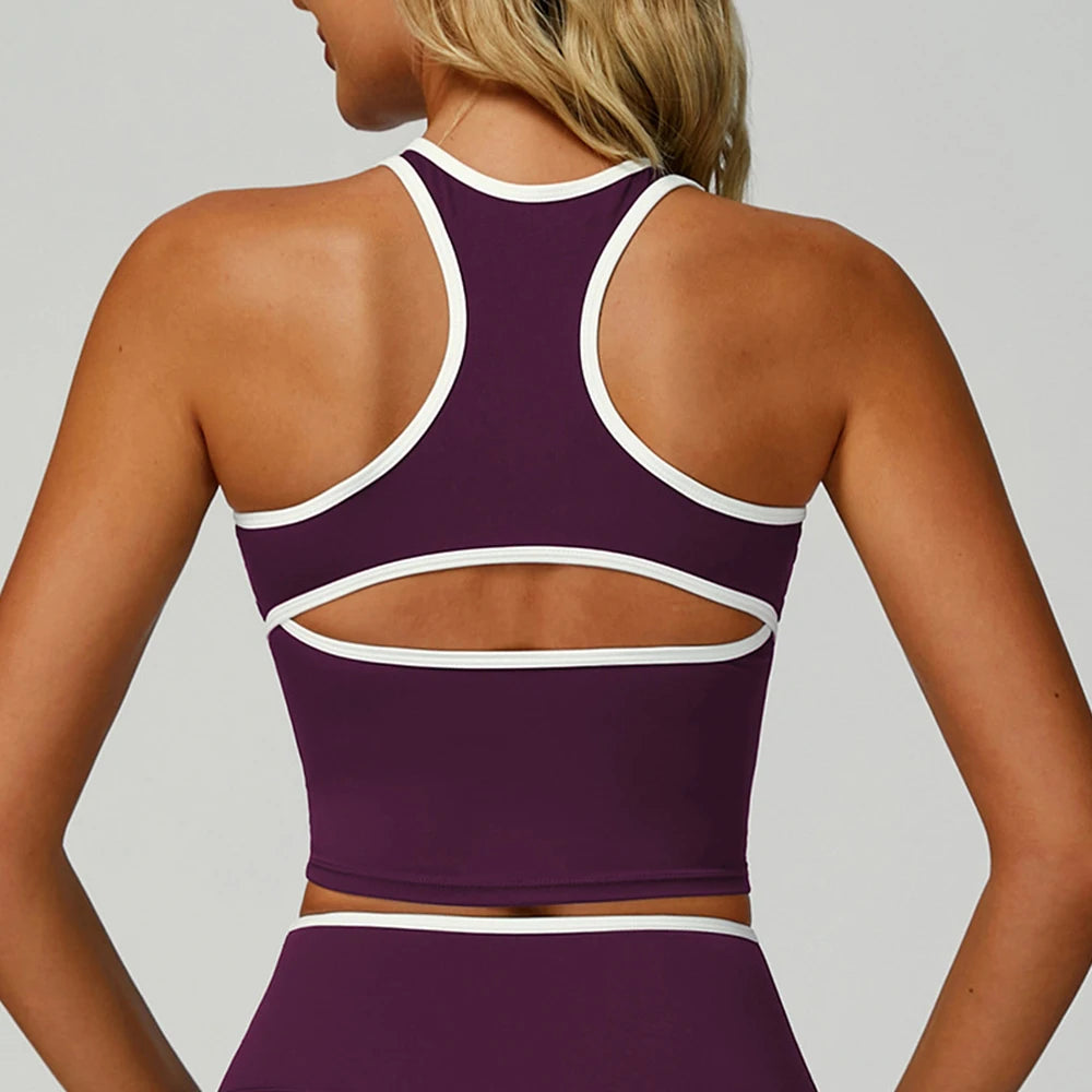 Running Sports Bra Women Underwear High Support Open Back Yoga Bra Breathable Fitness Pilates Tank Workout Top Removable Pads